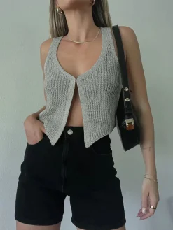 Discount Classic Hook-and-Eye Knit Vest Sweater Vests|Sweaters & Cardigans