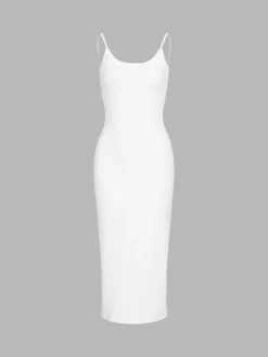 Clearance Classic Open Back Midi Dress Black Dresses|Sweater Dresses