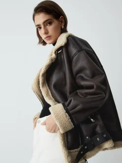Hot Classic Sherpa Lined Shearling Leather Flight Jacket Outerwear|Jackets