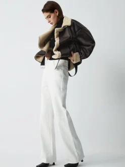 Hot Classic Sherpa Lined Shearling Leather Flight Jacket Outerwear|Jackets