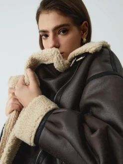 Hot Classic Sherpa Lined Shearling Leather Flight Jacket Outerwear|Jackets