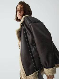 Hot Classic Sherpa Lined Shearling Leather Flight Jacket Outerwear|Jackets