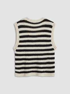 Online Classy Stripe Crochet Sweater Vest Sweater Vests|Sweaters & Cardigans