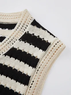 Online Classy Stripe Crochet Sweater Vest Sweater Vests|Sweaters & Cardigans