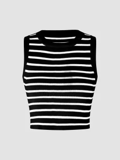 Outlet Classy Stripe Crop Tank Top Sweater Vests|Sweaters & Cardigans