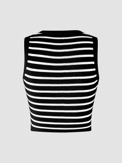 Outlet Classy Stripe Crop Tank Top Sweater Vests|Sweaters & Cardigans