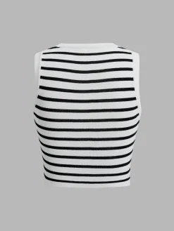 Outlet Classy Stripe Crop Tank Top Sweater Vests|Sweaters & Cardigans