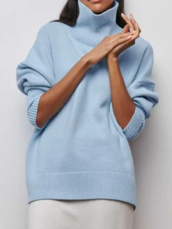 Cloudless Sky Turtleneck Oversized Sweater Sweater Tops|Sweaters & Cardigans