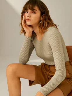 Online Clouds Ribbed Pullover Sweater Sweater Tops|Sweaters & Cardigans