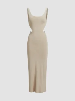 Best Coastal Air Open Back Long Dress Sweater Dresses|Vacation Dresses