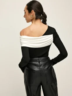 Best Cold Shoulder Patchwork Pleated Blouse Blouses & Shirts|Tops