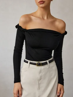 Online Cold Shoulder Plain T-Shirt T-shirts|Tops