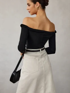 Online Cold Shoulder Plain T-Shirt T-shirts|Tops
