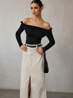 Online Cold Shoulder Plain T-Shirt T-shirts|Tops