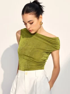 Discount Cold Shoulder Pleated Tank Top Tank Tops & Camis|Tops