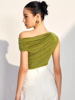 Discount Cold Shoulder Pleated Tank Top Tank Tops & Camis|Tops