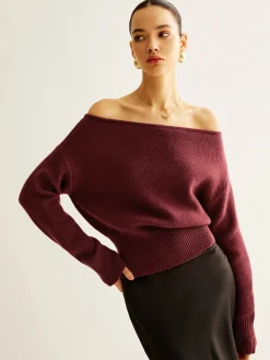 Hot Cold-Shoulder Cinched Sweater Sweater Tops|Sweaters & Cardigans