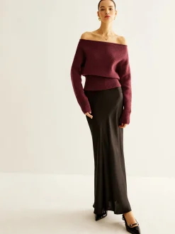 Hot Cold-Shoulder Cinched Sweater Sweater Tops|Sweaters & Cardigans
