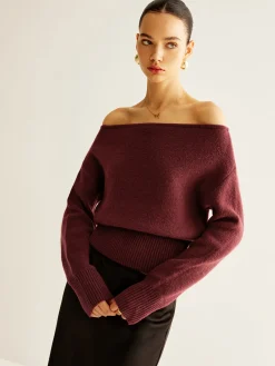 Hot Cold-Shoulder Cinched Sweater Sweater Tops|Sweaters & Cardigans