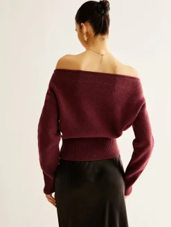 Hot Cold-Shoulder Cinched Sweater Sweater Tops|Sweaters & Cardigans