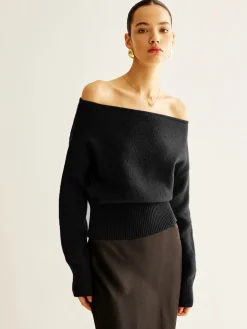 Hot Cold-Shoulder Cinched Sweater Sweater Tops|Sweaters & Cardigans