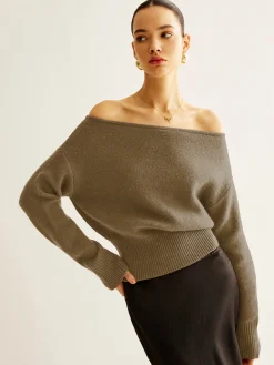 Hot Cold-Shoulder Cinched Sweater Sweater Tops|Sweaters & Cardigans