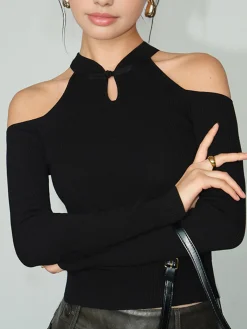 Sale Cold-Shoulder Knot Jersey Top T-shirts|Tops
