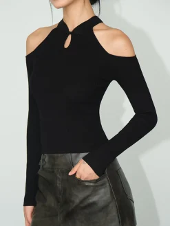 Sale Cold-Shoulder Knot Jersey Top T-shirts|Tops