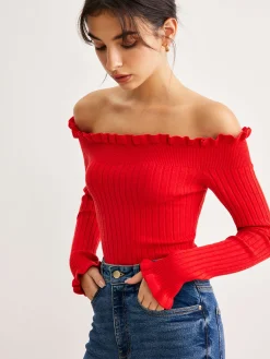 Best Cold-Shoulder Lettuce Trim Blouse Blouses & Shirts|Tops