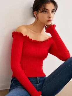 Best Cold-Shoulder Lettuce Trim Blouse Blouses & Shirts|Tops