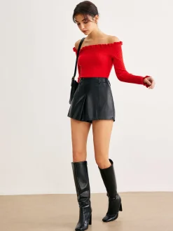 Best Cold-Shoulder Lettuce Trim Blouse Blouses & Shirts|Tops
