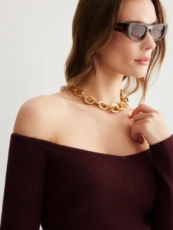 Clearance Cold-Shoulder Skinny Sweater Sweater Tops|Sweaters & Cardigans