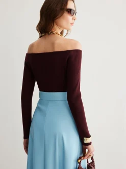Clearance Cold-Shoulder Skinny Sweater Sweater Tops|Sweaters & Cardigans