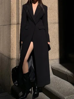 Hot Collar Pocket Blazer Coat Outerwear|Blazers