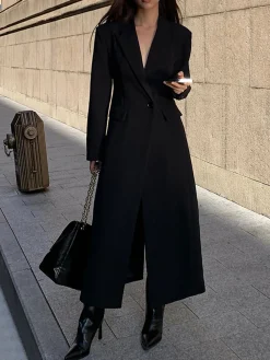 Hot Collar Pocket Blazer Coat Outerwear|Blazers