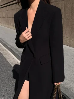 Hot Collar Pocket Blazer Coat Outerwear|Blazers