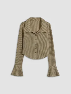 New Collared Button Up Knit Shirt Sweater Tops|Blouses & Shirts