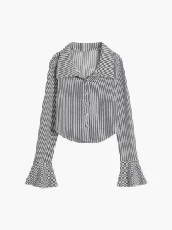 New Collared Button Up Knit Shirt Sweater Tops|Blouses & Shirts
