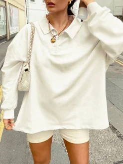 Clearance Collared Oversized Sweatshirt Sweatshirts & Hoodies|Tops