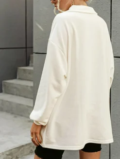 Clearance Collared Oversized Sweatshirt Sweatshirts & Hoodies|Tops