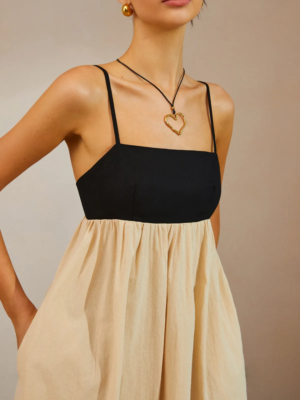 Hot Color Block Backless Spaghetti Strap Short Dress Casual Dresses|Vacation Dresses