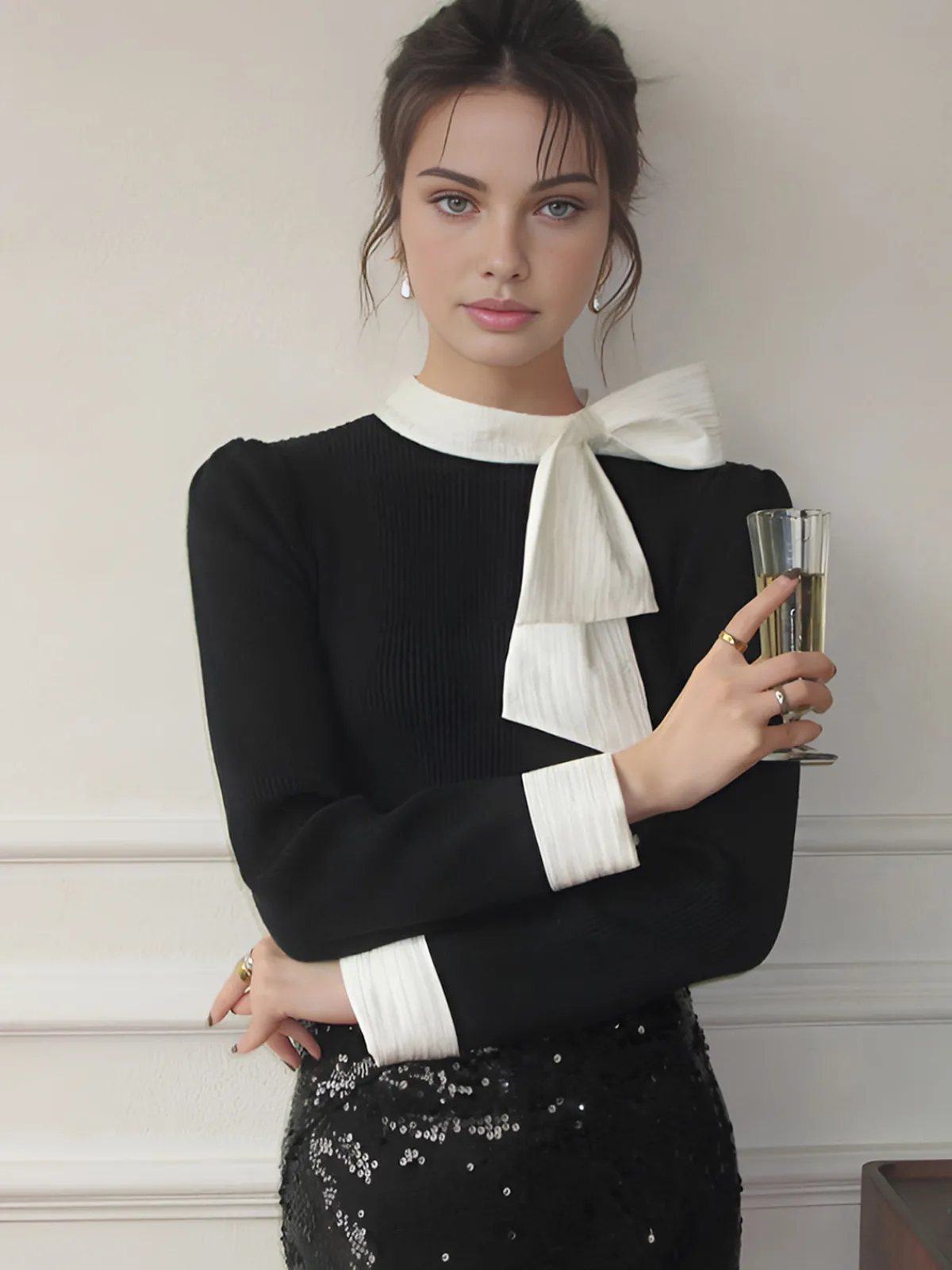 Best Color Block Bow Blouse Blouses & Shirts|Tops