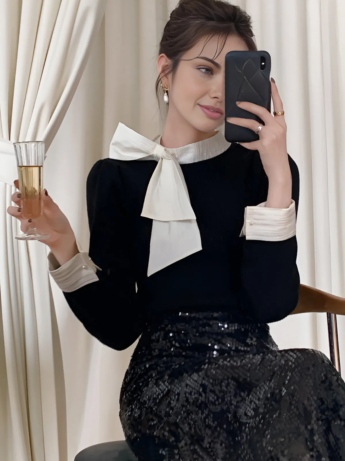 Best Color Block Bow Blouse Blouses & Shirts|Tops