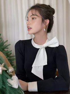 Best Color Block Bow Blouse Blouses & Shirts|Tops