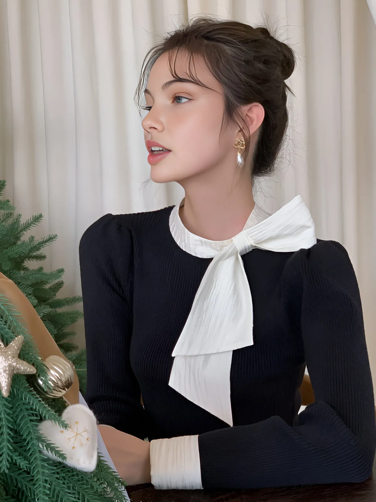 Best Color Block Bow Blouse Blouses & Shirts|Tops