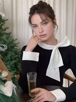 Best Color Block Bow Blouse Blouses & Shirts|Tops