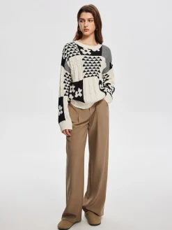 Discount Color Block Cable-Knit Warm Sweater Sweater Tops|Sweaters & Cardigans