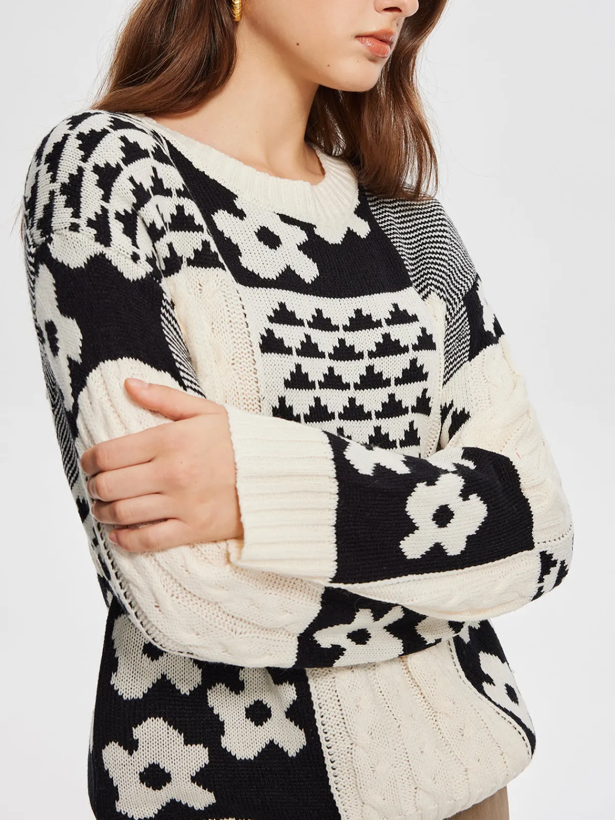 Discount Color Block Cable-Knit Warm Sweater Sweater Tops|Sweaters & Cardigans
