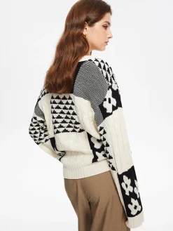 Discount Color Block Cable-Knit Warm Sweater Sweater Tops|Sweaters & Cardigans