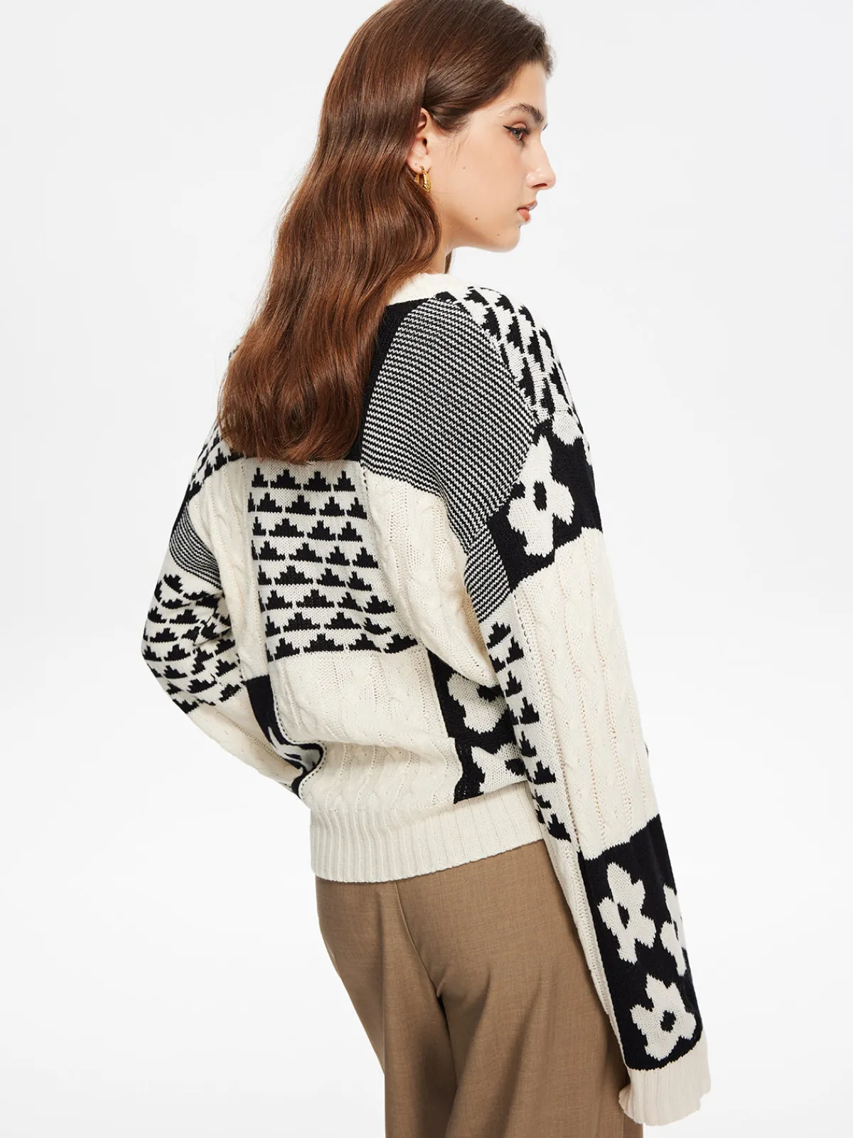 Discount Color Block Cable-Knit Warm Sweater Sweater Tops|Sweaters & Cardigans
